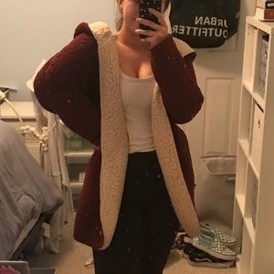 UO Ecote Fuzzy Reversible Jacket with Hood